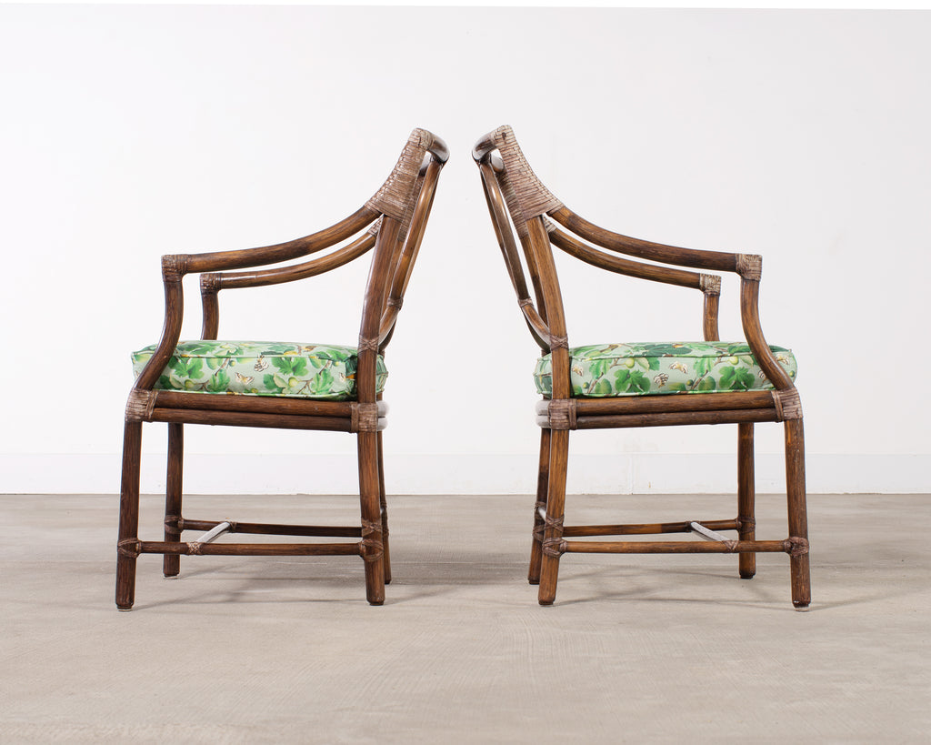 Set of Six McGuire Rattan Leona Loop Back Dining Chairs