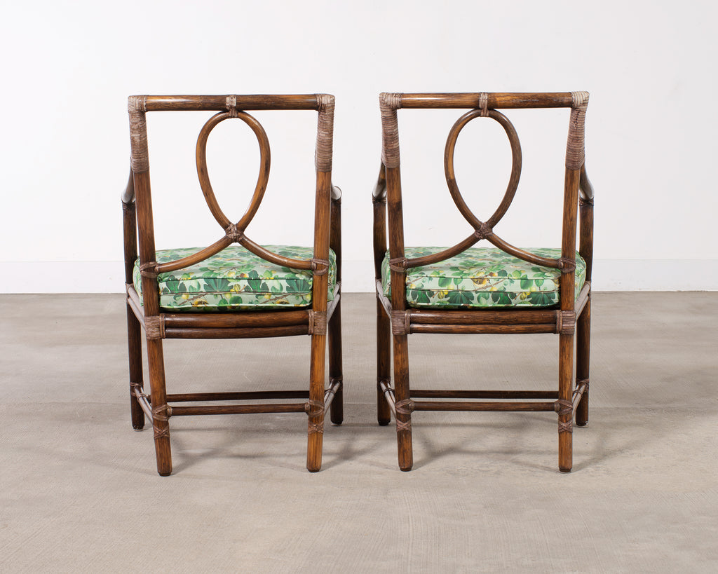 Set of Six McGuire Rattan Leona Loop Back Dining Chairs