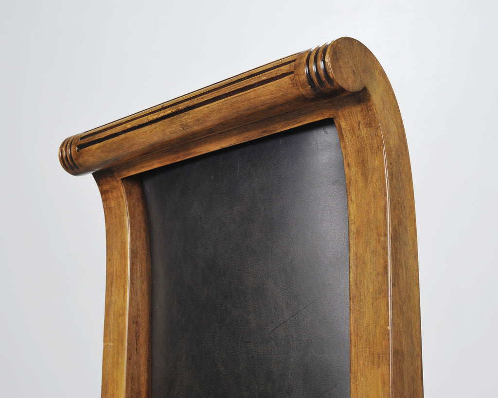 Set of Six Michael Taylor Regency Style Leather Dining Chairs