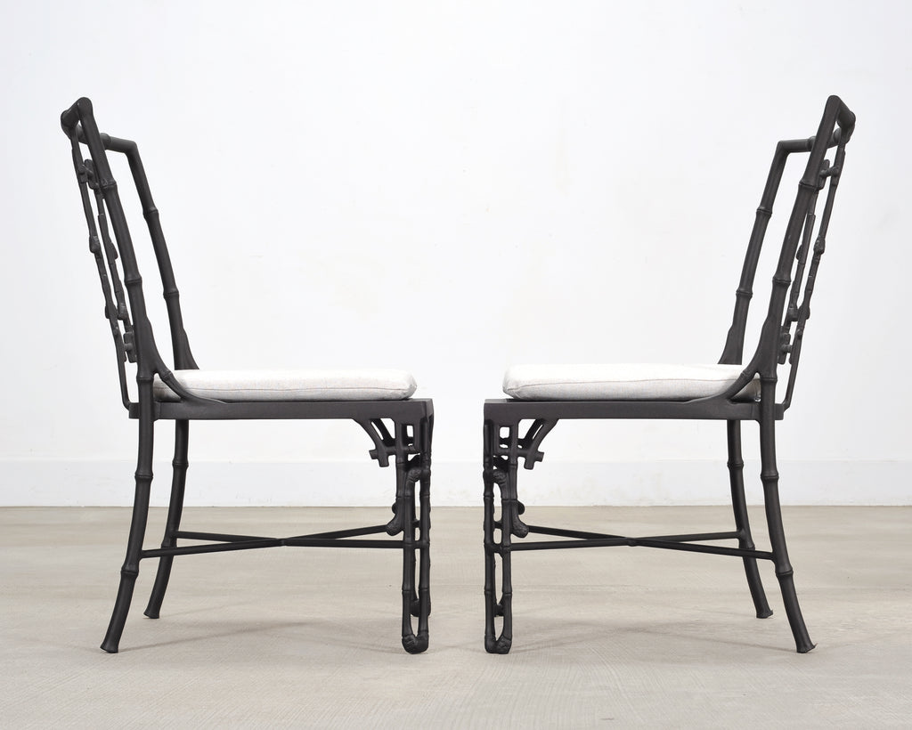 Set of Six Michael Taylor Bronzed Bamboo Garden Dining Chairs