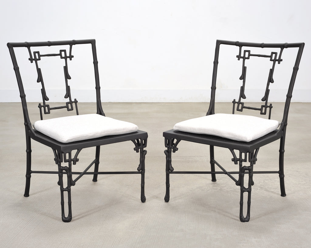 Set of Six Michael Taylor Bronzed Bamboo Garden Dining Chairs