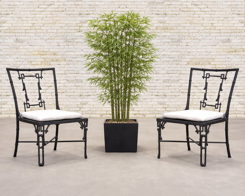 Set of Six Michael Taylor Bronzed Bamboo Garden Dining Chairs