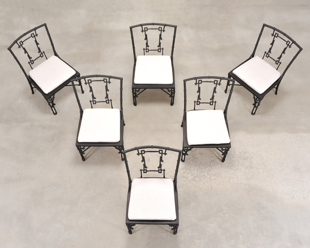 Set of Six Michael Taylor Bronzed Bamboo Garden Dining Chairs