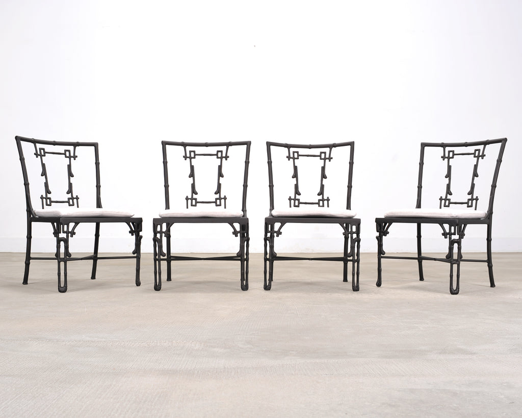 Set of Six Michael Taylor Bronzed Bamboo Garden Dining Chairs
