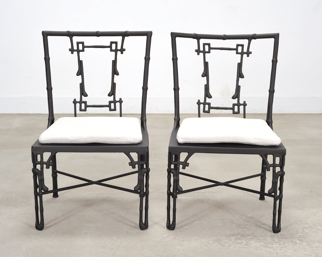 Set of Six Michael Taylor Bronzed Bamboo Garden Dining Chairs