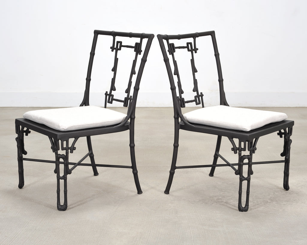 Set of Six Michael Taylor Bronzed Bamboo Garden Dining Chairs