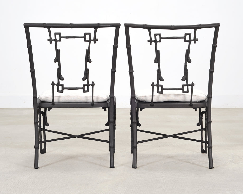 Set of Six Michael Taylor Bronzed Bamboo Garden Dining Chairs