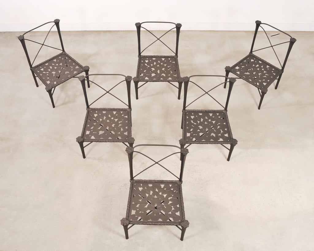 Set of Six Michael Taylor Arcadia High Back Bronzed Garden Chairs