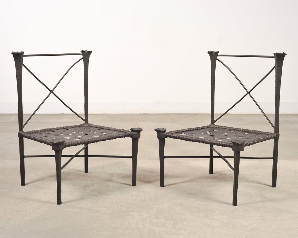 Set of Six Michael Taylor Arcadia High Back Bronzed Garden Chairs