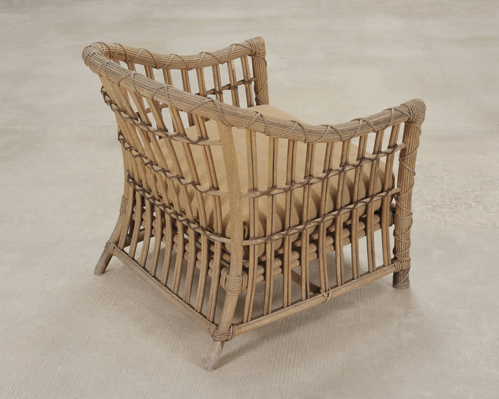 Set of Six Rattan Lounge Chairs & Two Ottomans by Danny Ho Fong