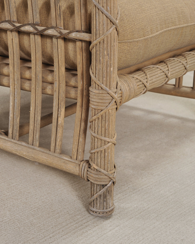 Set of Six Rattan Lounge Chairs & Two Ottomans by Danny Ho Fong