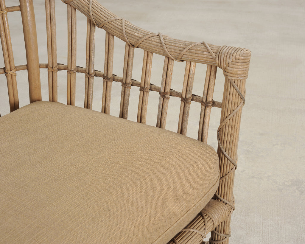 Set of Six Rattan Lounge Chairs & Two Ottomans by Danny Ho Fong