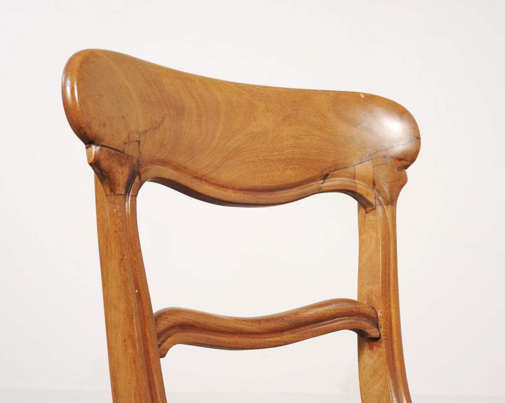 Set of Six English William IV Fruitwood Upholstered Dining Chairs