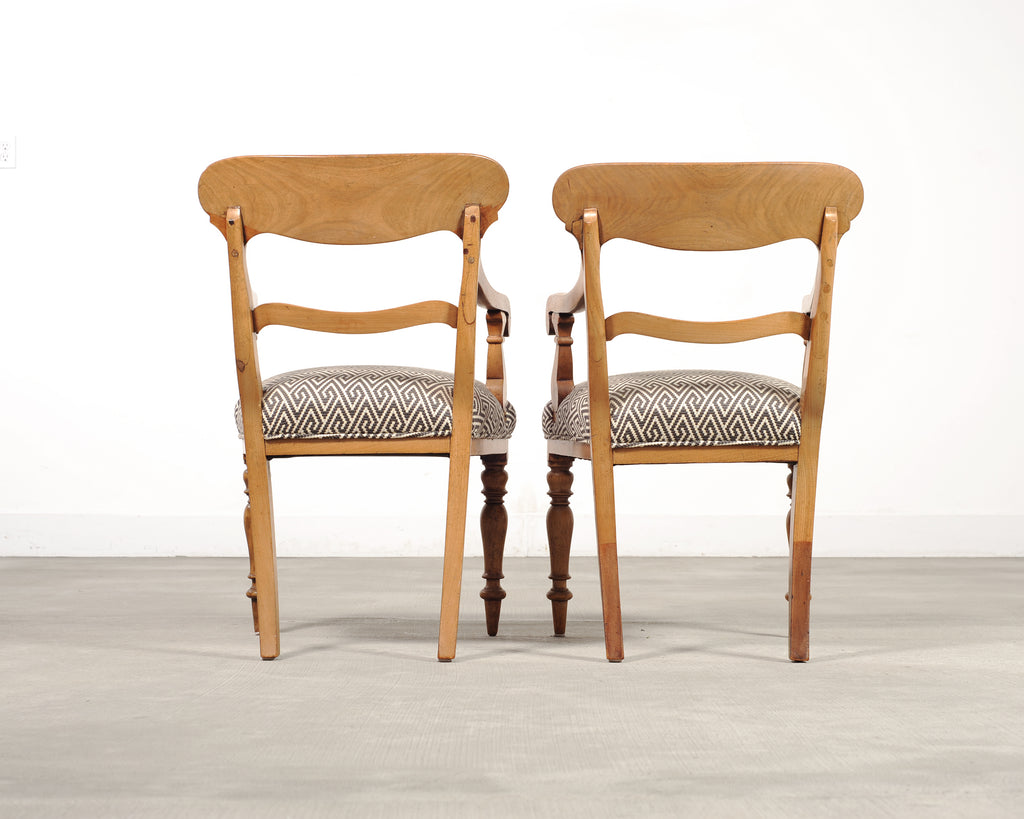 Set of Six English William IV Fruitwood Upholstered Dining Chairs