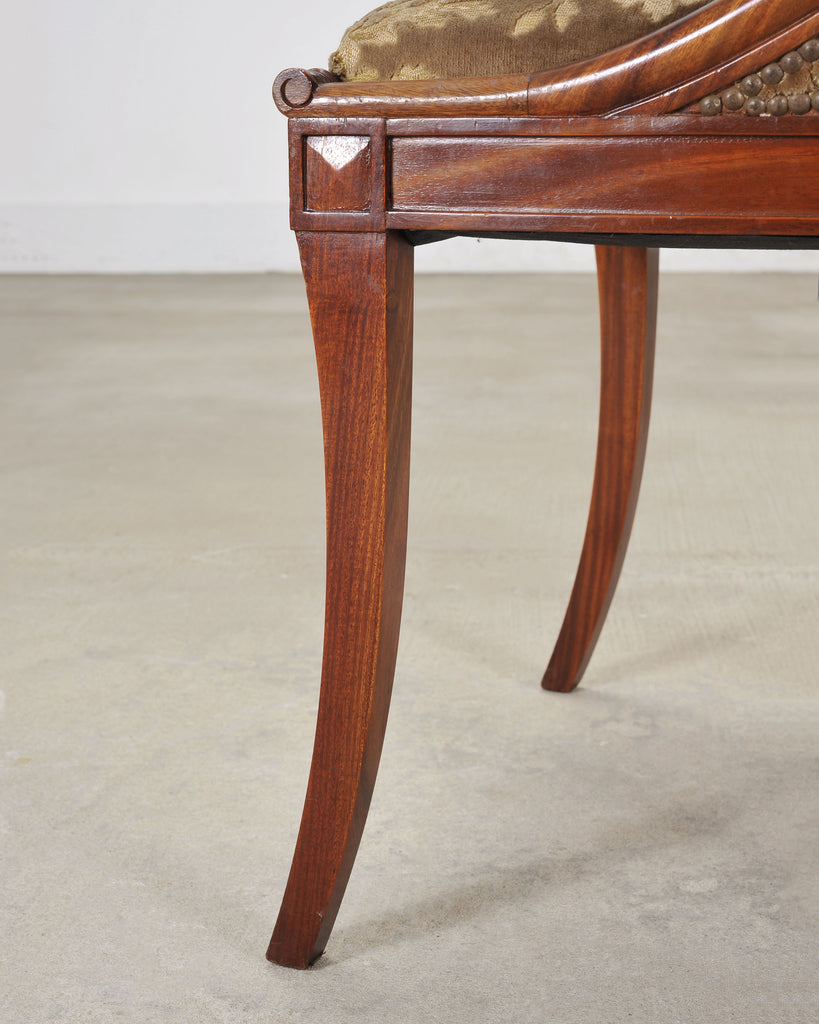 Set of Six French Empire Mahogany Swan Gondola Dining Chairs