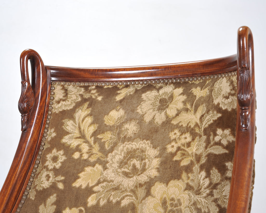 Set of Six French Empire Mahogany Swan Gondola Dining Chairs