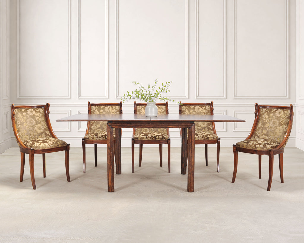 Set of Six French Empire Mahogany Swan Gondola Dining Chairs