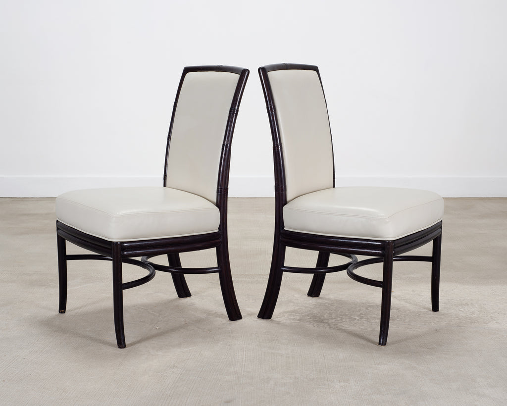 Set of Eight Laura Kirar for McGuire Rattan Ring Dining Chairs