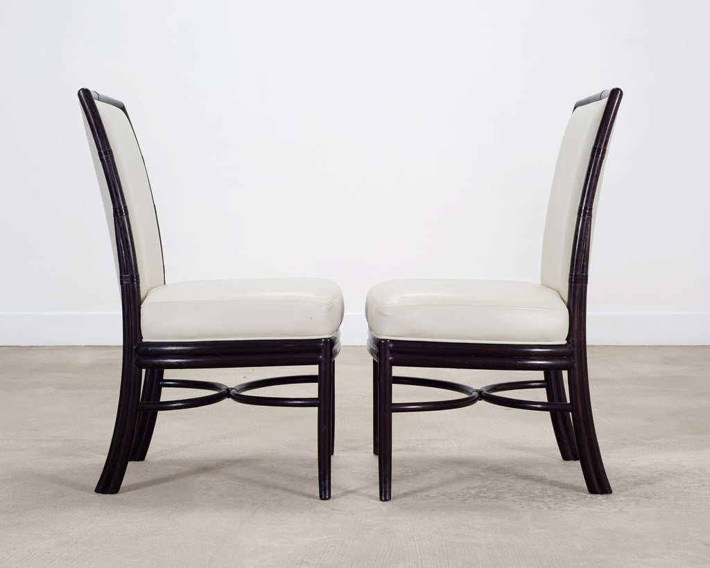 Set of Eight Laura Kirar for McGuire Rattan Ring Dining Chairs