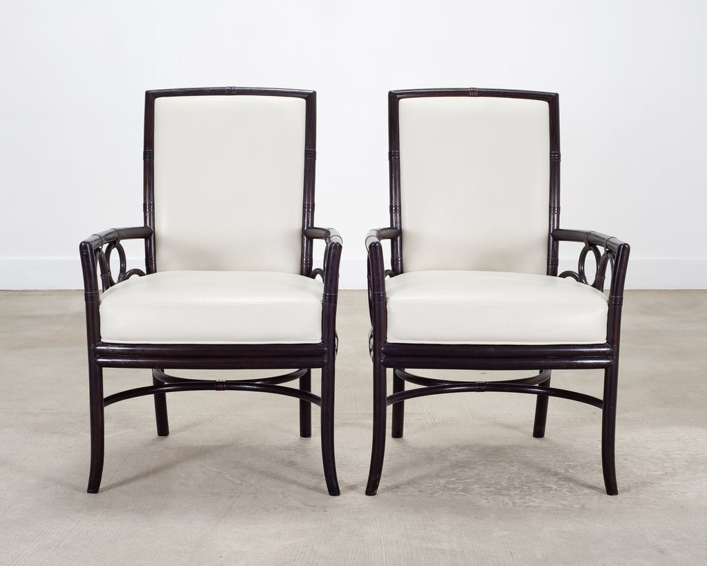 Set of Eight Laura Kirar for McGuire Rattan Ring Dining Chairs