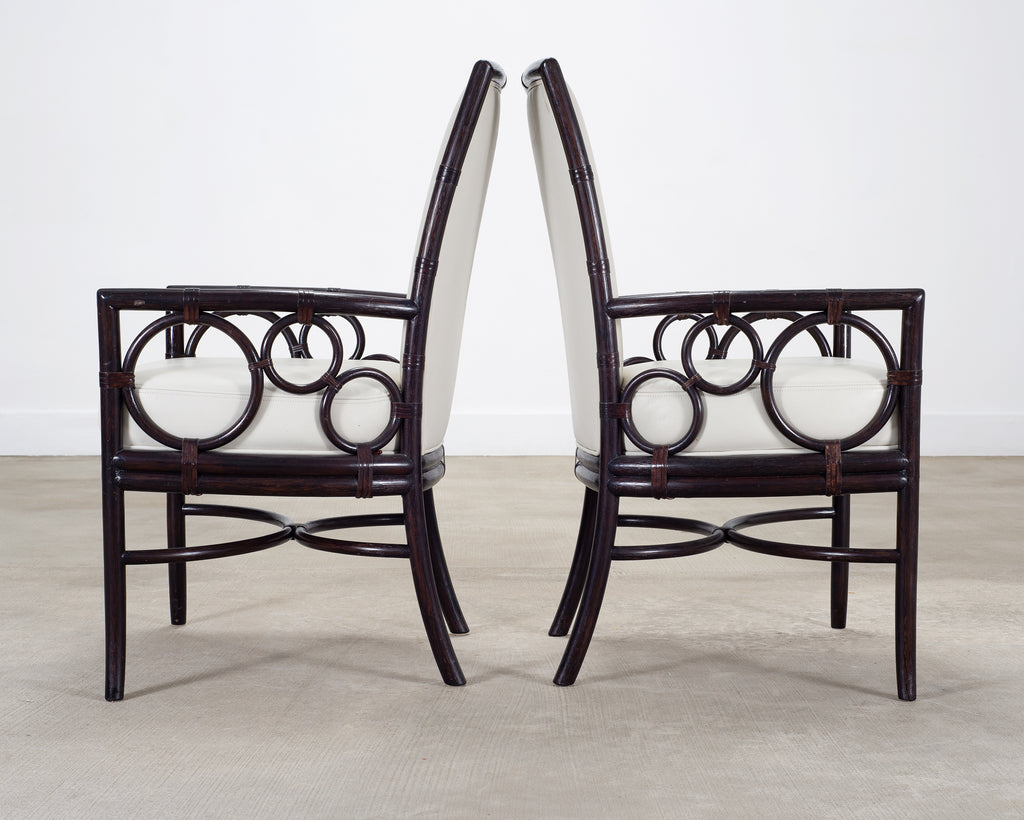 Set of Eight Laura Kirar for McGuire Rattan Ring Dining Chairs