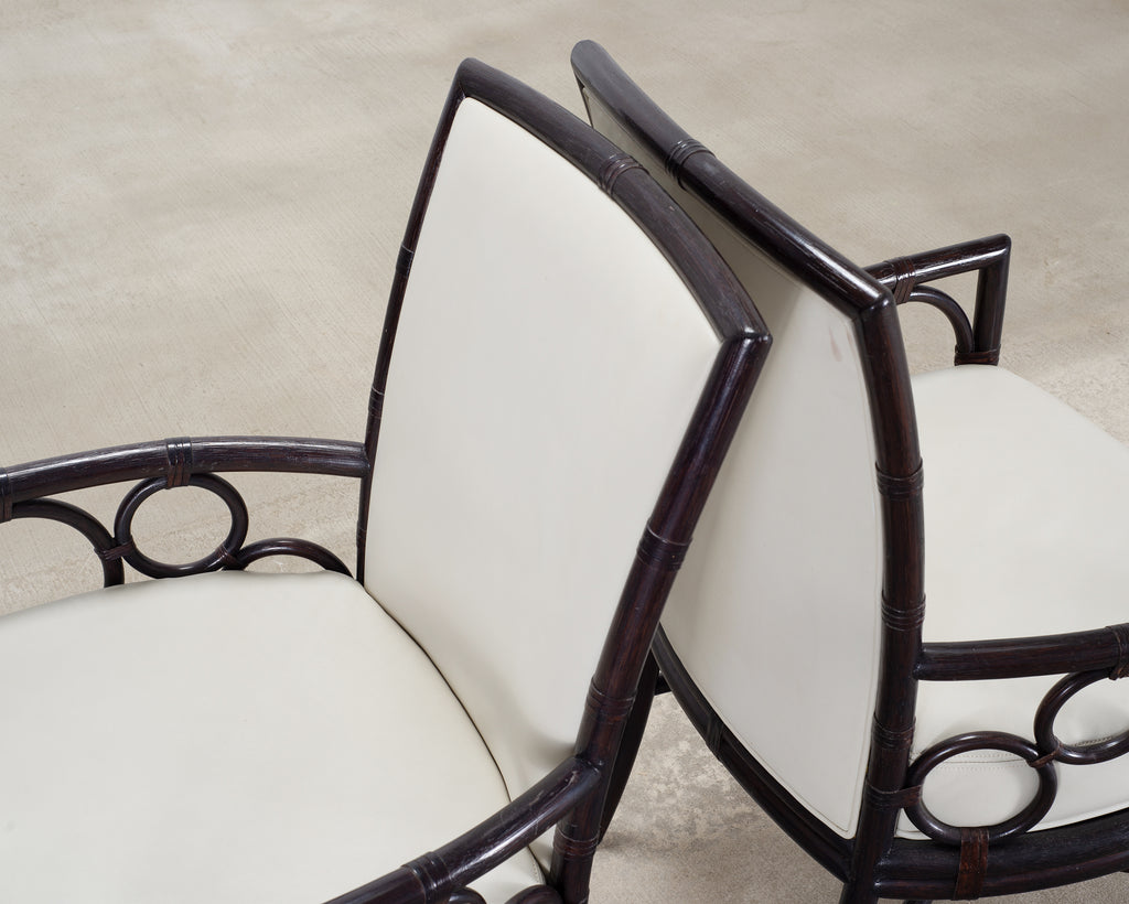 Set of Eight Laura Kirar for McGuire Rattan Ring Dining Chairs