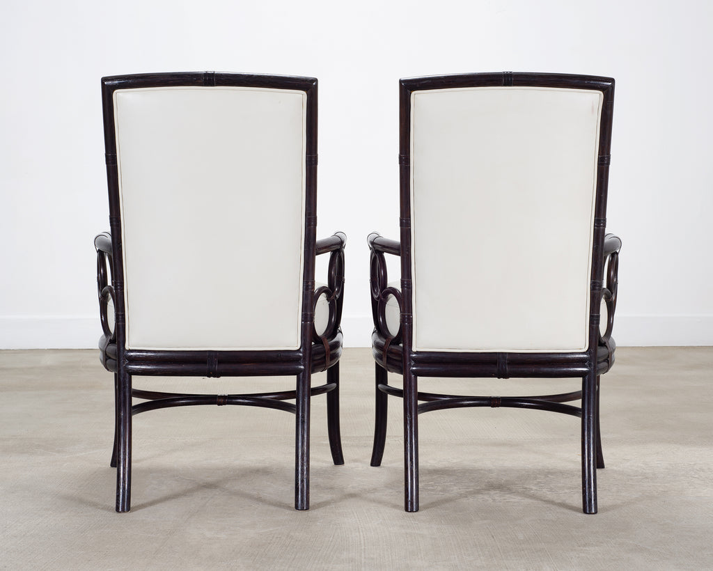 Set of Eight Laura Kirar for McGuire Rattan Ring Dining Chairs