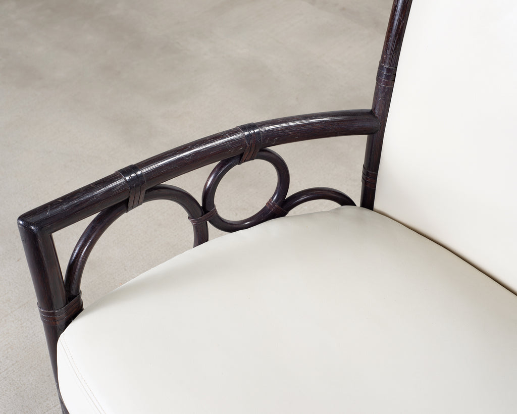 Set of Eight Laura Kirar for McGuire Rattan Ring Dining Chairs