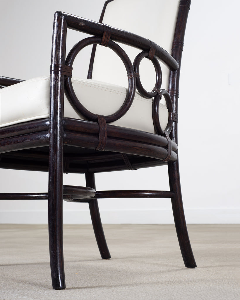 Set of Eight Laura Kirar for McGuire Rattan Ring Dining Chairs