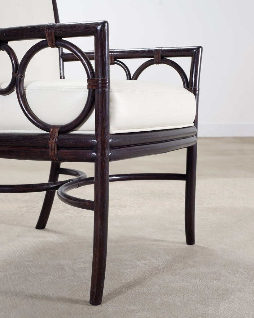 Set of Eight Laura Kirar for McGuire Rattan Ring Dining Chairs