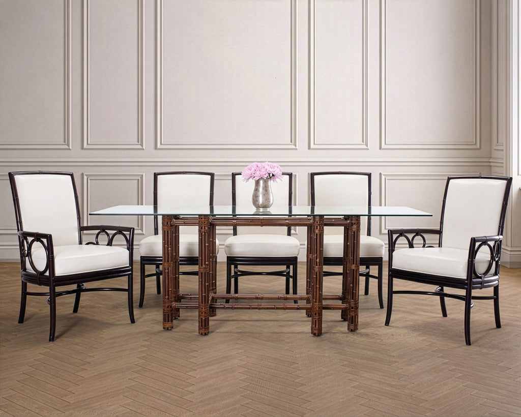 Set of Eight Laura Kirar for McGuire Rattan Ring Dining Chairs
