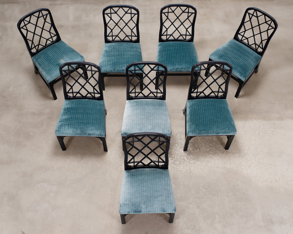 Set of Eight Chinese Chippendale Dining Chairs by Hickory Chair