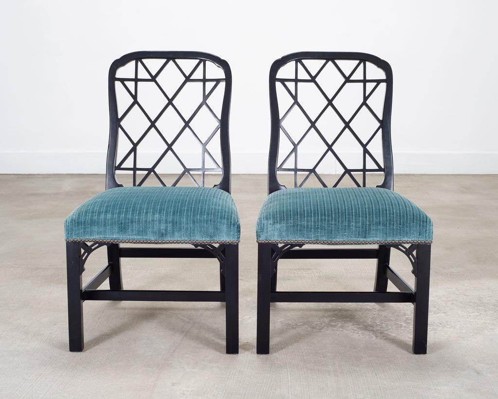 Set of Eight Chinese Chippendale Dining Chairs by Hickory Chair