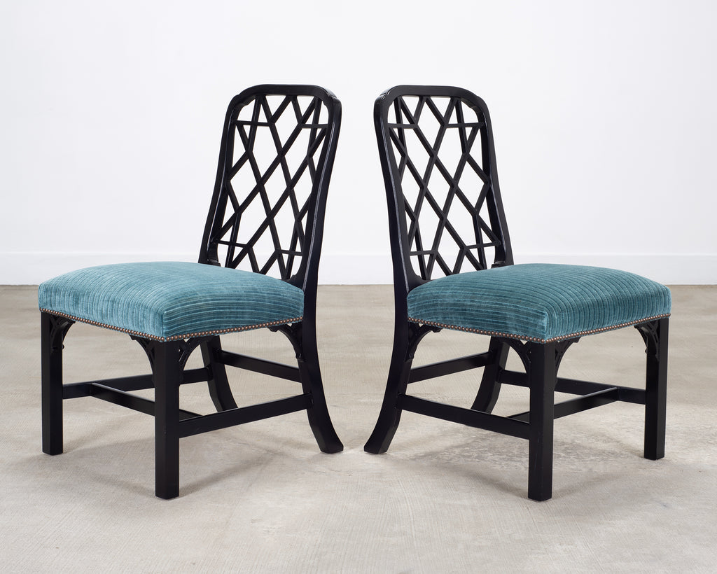 Set of Eight Chinese Chippendale Dining Chairs by Hickory Chair