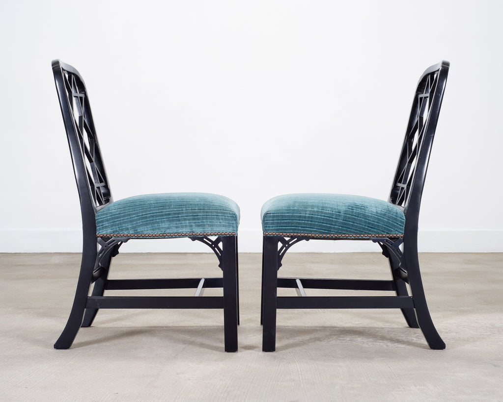 Set of Eight Chinese Chippendale Dining Chairs by Hickory Chair