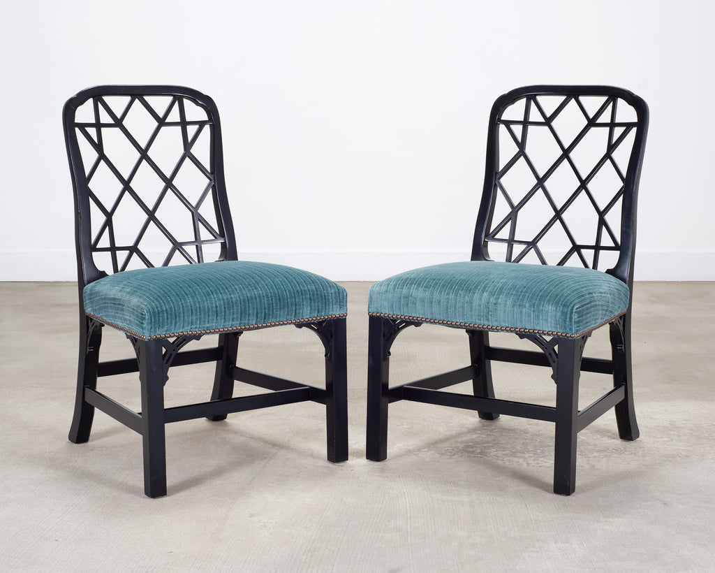 Set of Eight Chinese Chippendale Dining Chairs by Hickory Chair