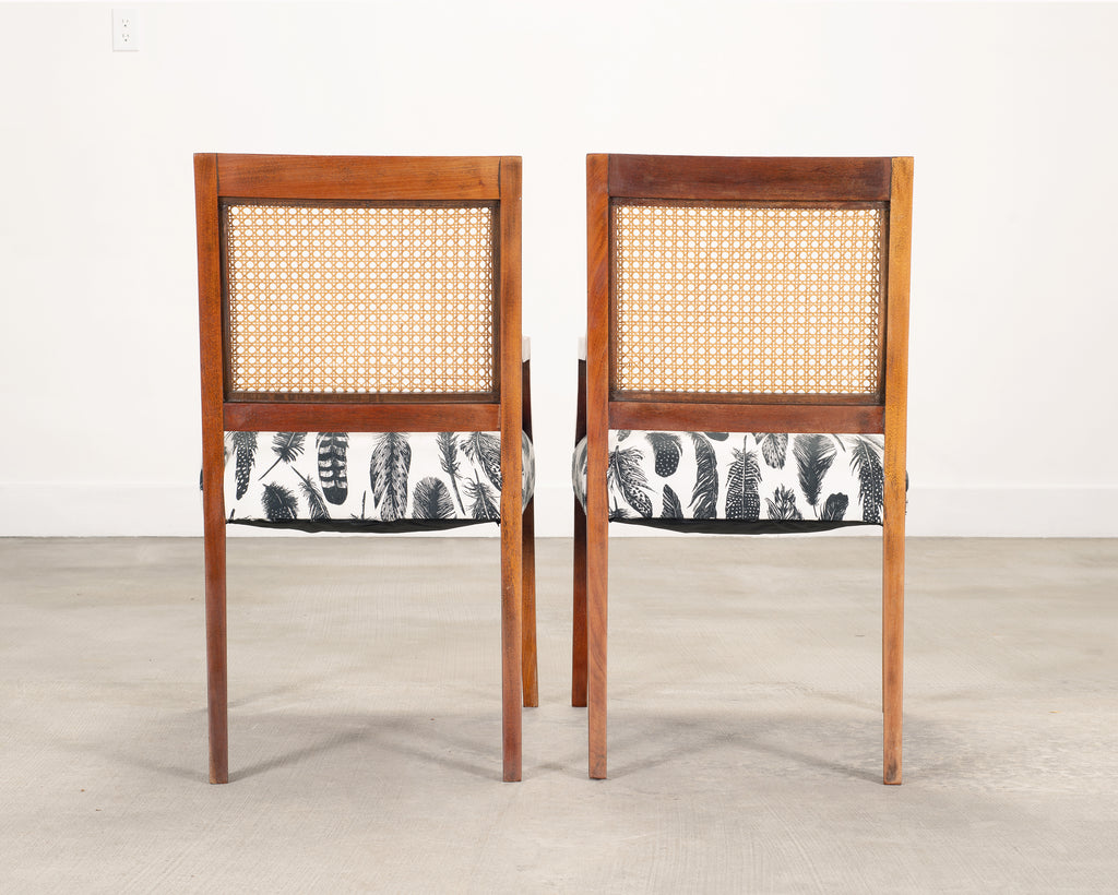 Set of Eight Danish Modern Mahogany and Cane Dining Armchairs