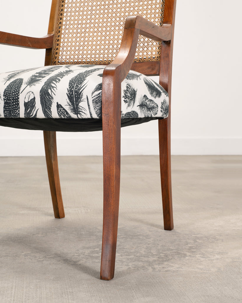 Set of Eight Danish Modern Mahogany and Cane Dining Armchairs