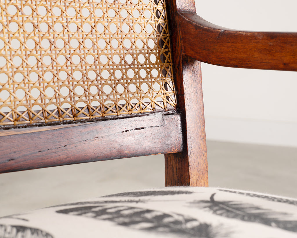 Set of Eight Danish Modern Mahogany and Cane Dining Armchairs