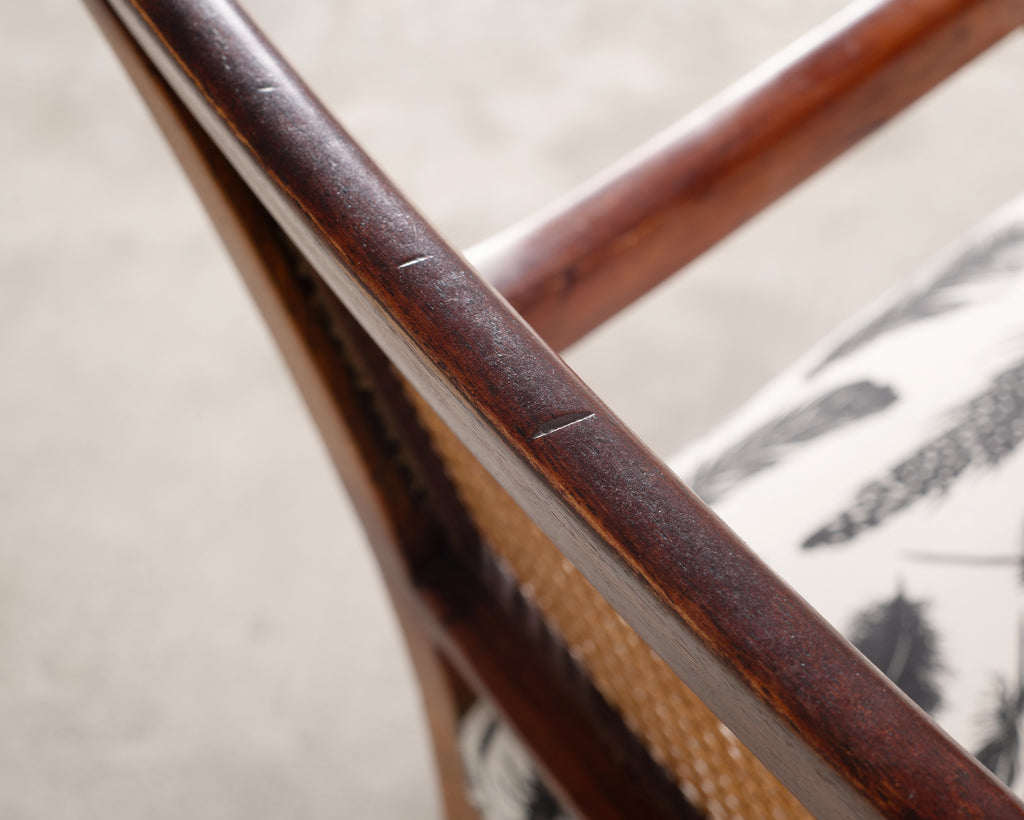 Set of Eight Danish Modern Mahogany and Cane Dining Armchairs