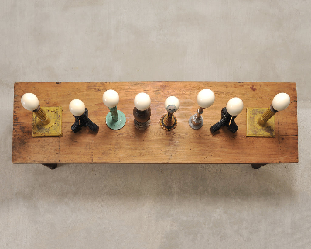 Set of Eight Mounted Ostrich Egg Finials by Artist Ira Yeager