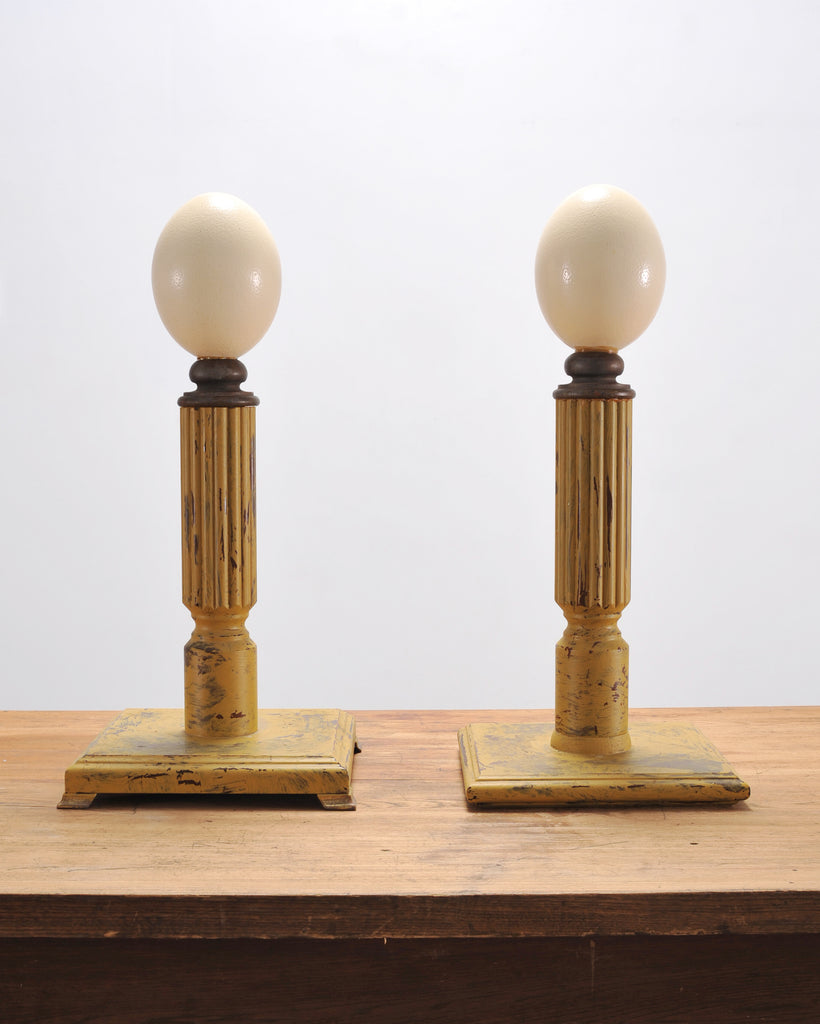 Set of Eight Mounted Ostrich Egg Finials by Artist Ira Yeager