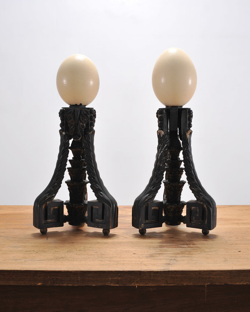 Set of Eight Mounted Ostrich Egg Finials by Artist Ira Yeager