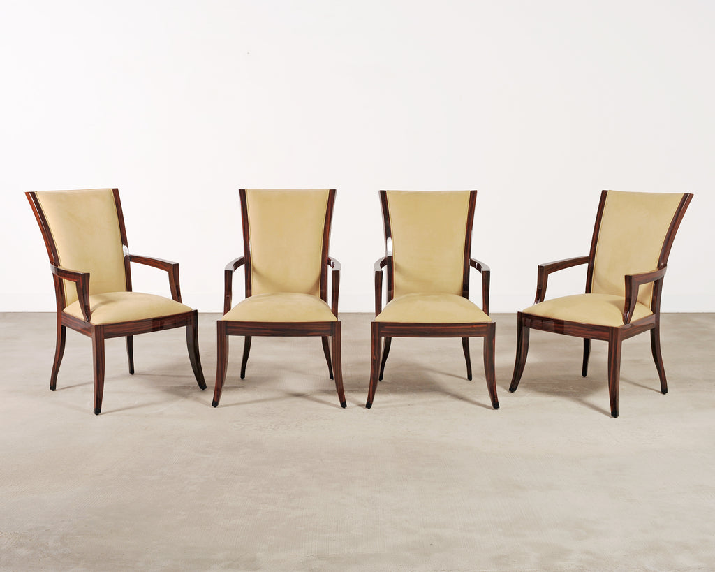 Set of Eight French Art Deco Style Macassar Ebony Dining Chairs