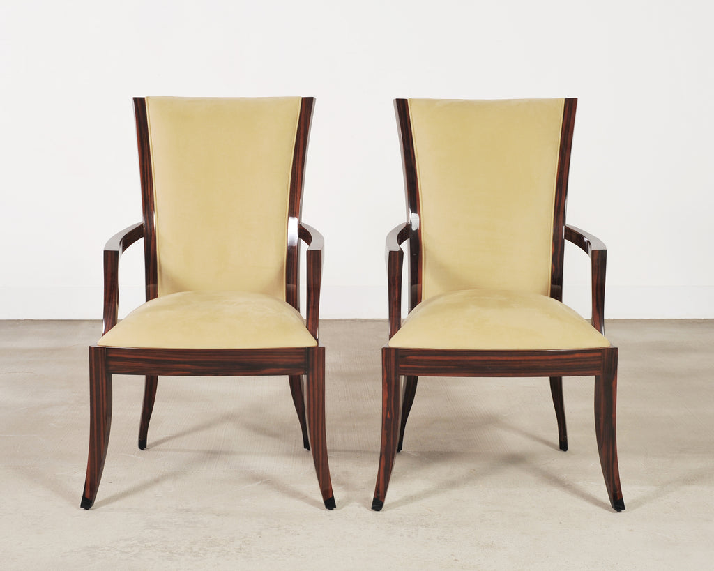 Set of Eight French Art Deco Style Macassar Ebony Dining Chairs