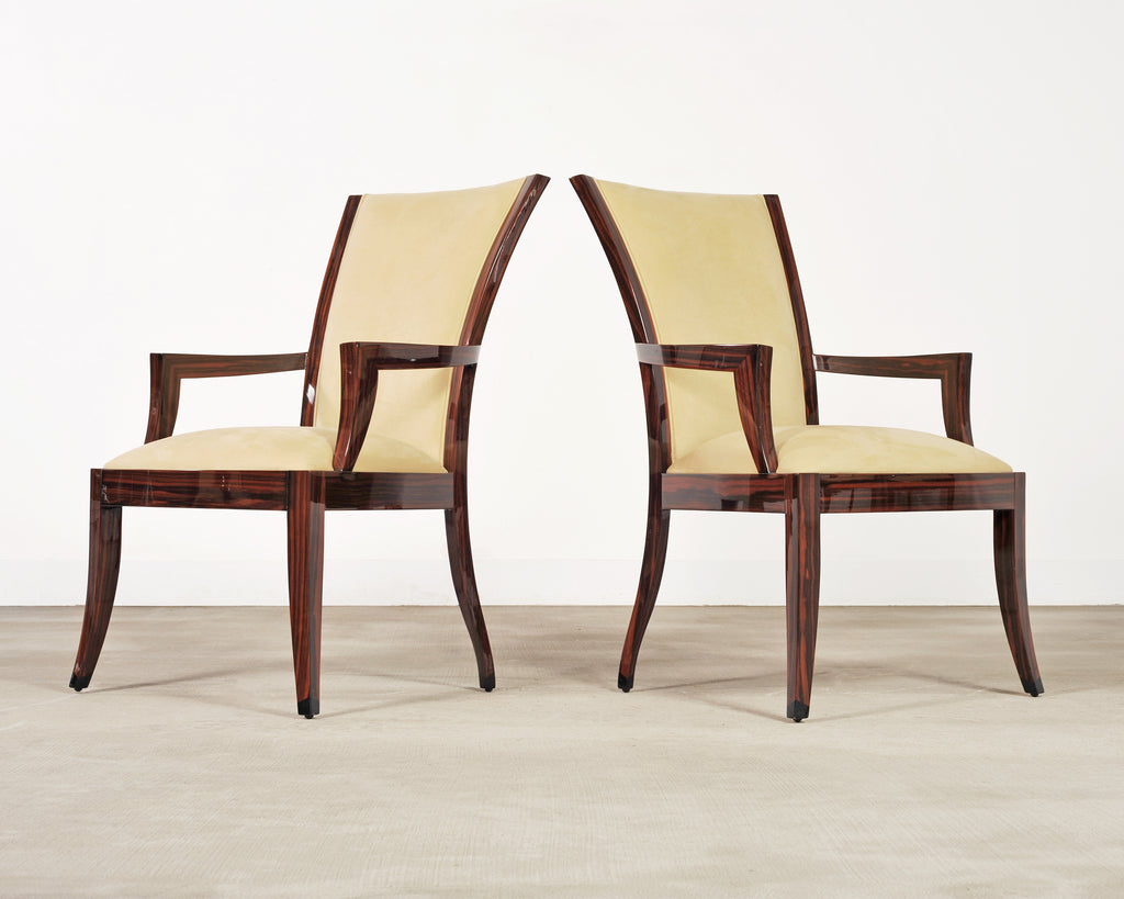 Set of Eight French Art Deco Style Macassar Ebony Dining Chairs