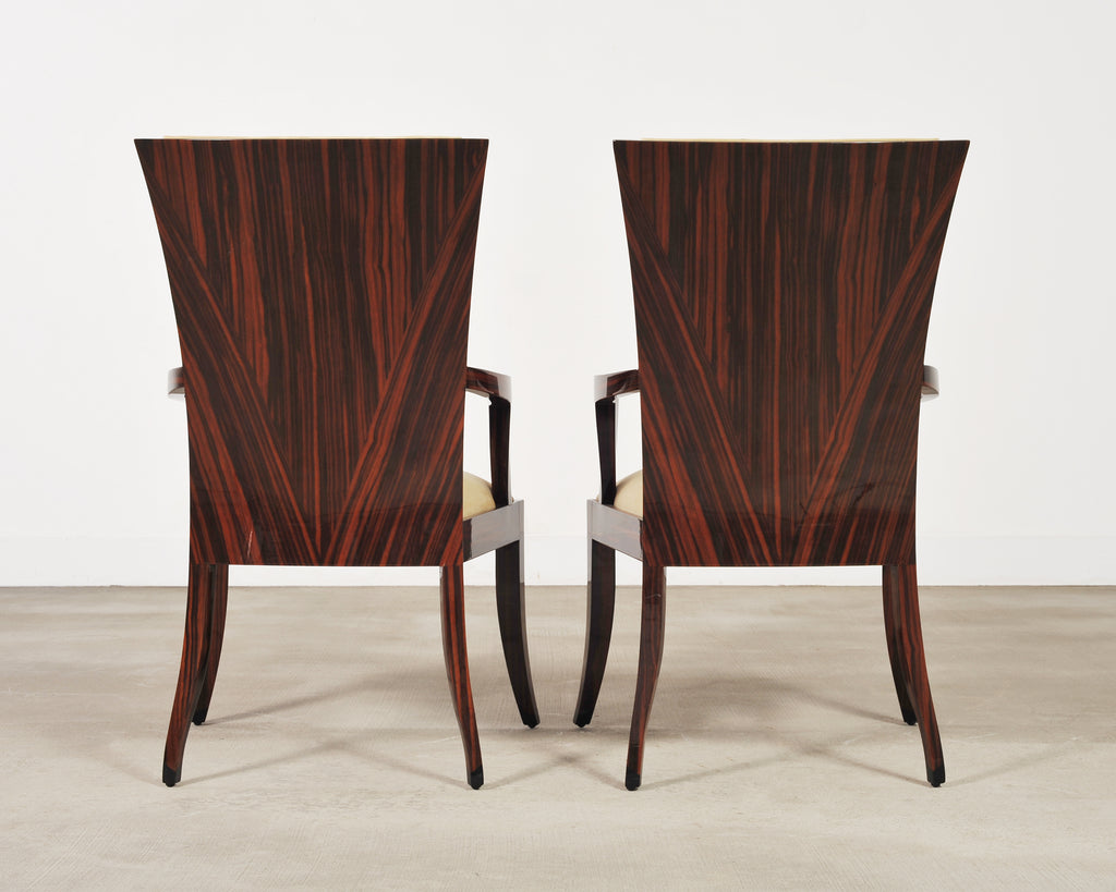 Set of Eight French Art Deco Style Macassar Ebony Dining Chairs