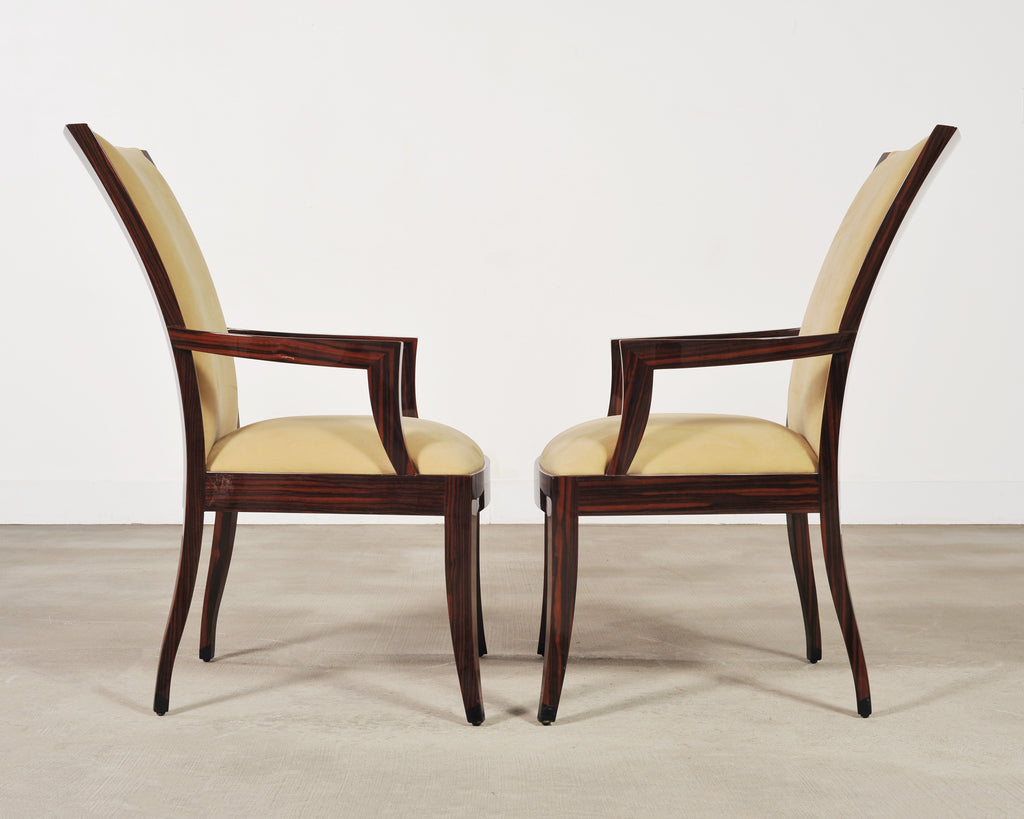 Set of Eight French Art Deco Style Macassar Ebony Dining Chairs