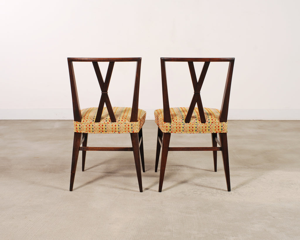 Set of Eight Tommi Parzinger X-Back Mahogany Dining Chairs