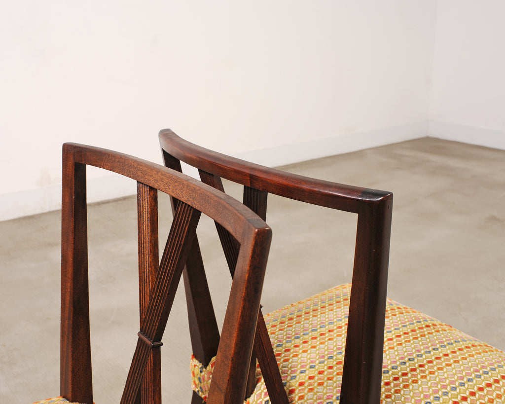 Set of Eight Tommi Parzinger X-Back Mahogany Dining Chairs